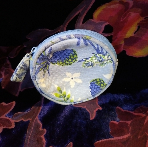 Tropical canvas coin purse 4 inches round - Picture 2 of 5